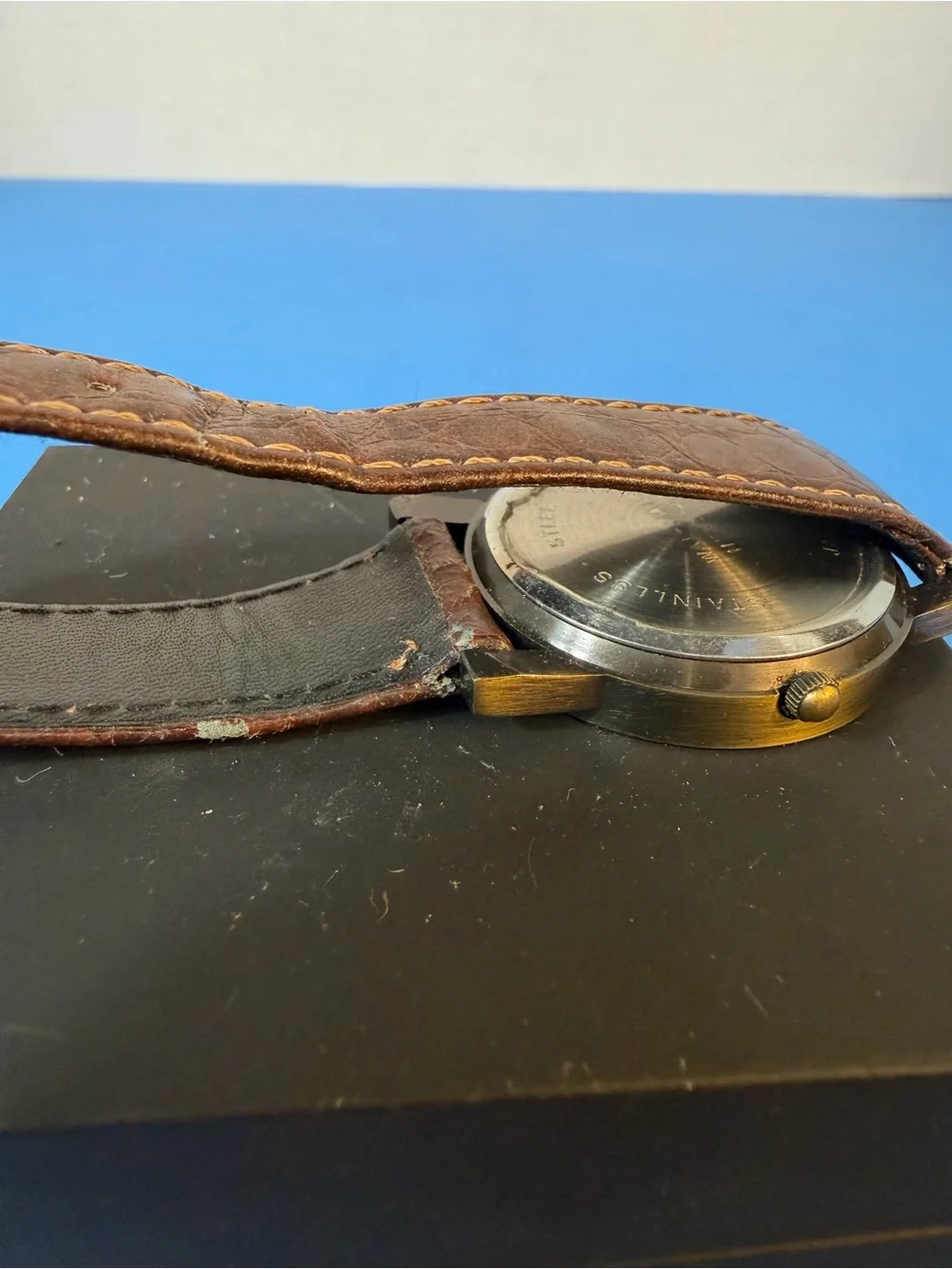 Vintage-Style Brown Leather Witch Watch for Men